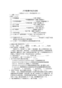宁夏银川市2021-2022学年八年级上学期期中考试语文试卷（word版 含答案）