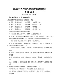 四川省巴中市恩阳区2021-2022学年九年级上学期期中考试语文试题（word版 含答案）