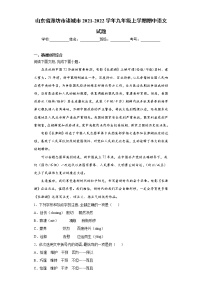 山东省潍坊市诸城市2021-2022学年九年级上学期期中语文试题（word版 含答案）