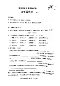 辽宁省大连市金普新区2020—2021学年九年级上学期期末考试语文试卷（图片版，无答案）