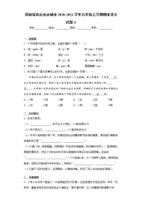 河南省商丘市永城市2020-2021学年九年级上学期期末语文试题A（word版 含答案）