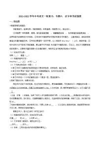 2021-2022学年中考语文一轮复习：专题六  汉字和书法鉴赏