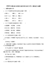 黑龙江省哈尔滨市松北区2020年中考三模语文试题（含答案）