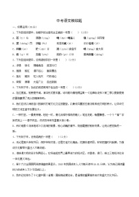 2021年山东省蒙阴县岱崮中学初中学业水平测试模拟语文试题（含答案）