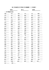 部编版九年级语文上册中考复习字词检测（无答案）