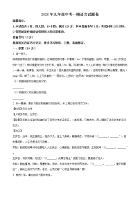 精品解析：2020年浙江省嘉兴市南湖区九年级中考一模语文试题（解析版+原卷版）