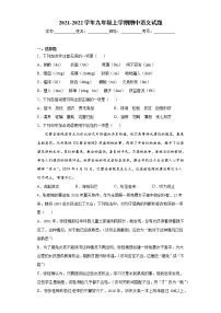 重庆市渝中区2021-2022学年九年级上学期期中语文试题（word版 含答案）