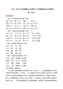 第二单元 2021-2022学年九年级语文下册基础知识专项复习（部编版）
