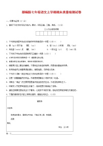 人教部编版七年级语文上册 第一学期期末复习质量综合检测试题测试卷 (40)