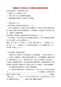 人教部编版七年级语文上册第一学期期末复习质量综合检测试题测试卷 (24)