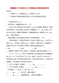 人教部编版七年级语文上册第一学期期末复习质量综合检测试题测试卷 (265)