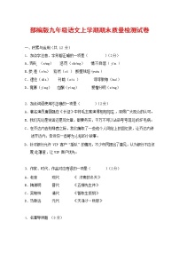 人教部编版九年级语文上册 第一学期期末考试复习质量综合检测试题测试卷及答案 (193)