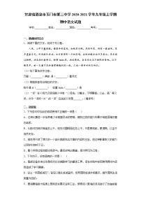 2020-2021学年甘肃省酒泉市玉门市第三中学九年级上学期期中语文试题（含答案与解析）