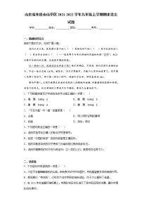 山东省枣庄市山亭区2021-2022学年九年级上学期期末语文试题（word版 含答案）