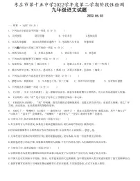 山东省枣庄市第十五中学2021-2022学年九年级下学期阶段性检测（模拟预测）语文试题