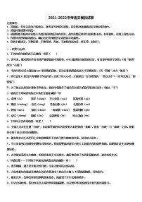 2021-2022学年山东省枣庄市四十一中中考语文考试模拟冲刺卷含解析