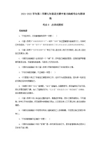 考点9  古诗词赏析-2021-2022学年七年级下册语文期中考试高频考点专题训练