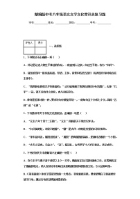 部编版2021年中考八年级语文文学文化常识总复习题（学生版）