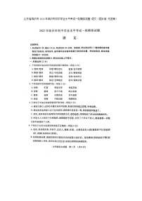 2022年山东省临沂市初中学业水平考试一轮模拟考试语文试题