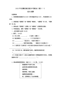 2022年安徽省城名校中考最后三模（一）语文试题（有答案）