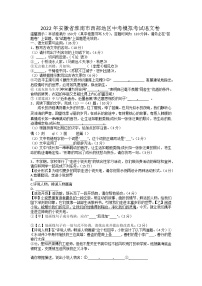 2022年安徽省淮南市西部地区中考模拟考试语文试题（含答案）