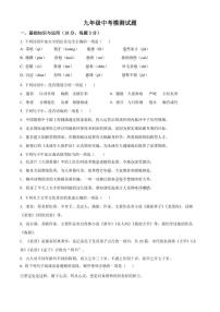 2022年新疆伊宁市中考二模 语文 试题（学生版+解析版）
