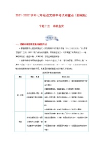 专题十三 诗歌鉴赏-2021-2022学年七年级上册语文期中考试划重点（部编版）