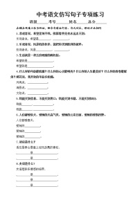 初中语文中考复习仿写句子专项练习（共16题，附参考答案）