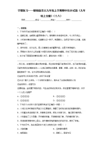 学霸复习——部编版语文九年级上学期期中抢分试题（九年级上全册）（十八）