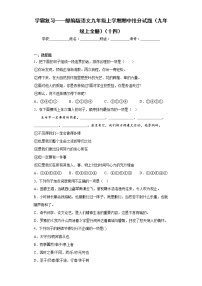 学霸复习——部编版语文九年级上学期期中抢分试题（九年级上全册）（十四）