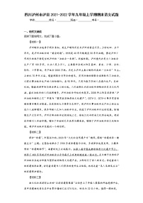 四川泸州市泸县2021-2022学年九年级上学期期末语文试题(含答案)