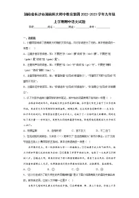 湖南省长沙市湖南师大附中教育集团2022-2023学年九年级上学期期中语文试题(含答案)