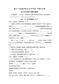 浙江省嘉兴市一中实验学校2022-2023学年九年级上学期语文期中考试试卷(含答案)