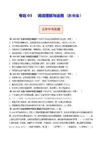 2018-2022年广东中考语文5年真题1年模拟汇编 专题04 词语理解与运用（学生卷+教师卷）