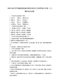 2022-2023学年湖南省娄底市新化县东方文武学校九年级（上）期中语文试卷（含答案解析）