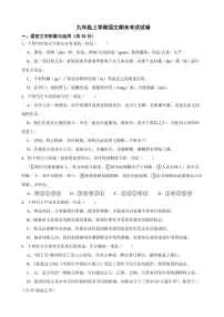 湖南省株洲市2022年九年级上学期语文期末考试试卷（附答案）