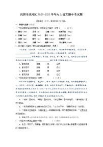 辽宁省沈阳市沈河区回族初级中学2022-2023学年九年级上学期语文期中考试题(含答案)