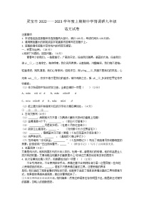 河南省灵宝市2022-2023学年九年级上学期期中考试语文试卷（含答案）