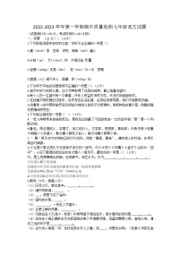 山东省乐陵市2022-2023学年七年级上学期期中考试语文试题(含答案)