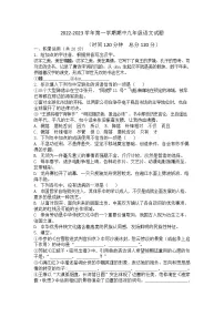 山东省东营市东营区实验中学(五四制)2022-2023学年九年级上学期期中考试语文试题