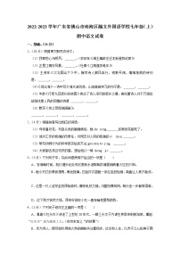 广东省佛山市南海区瀚文外国语学校2022-2023学年七年级上学期期中考试语文试卷(含答案)