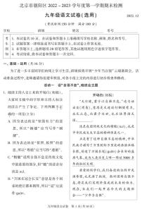 北京市朝阳区2022-2023学年九年级上学期期末考试语文试卷