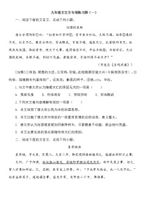 九年级文言文专项练习题（一）
