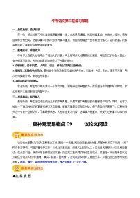 中考语文三轮冲刺过关 查补易混易错点09   议论文阅读