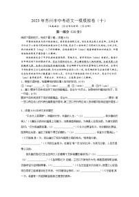 2023年江苏省苏州市中考语文一模模拟卷（十）(含答案）