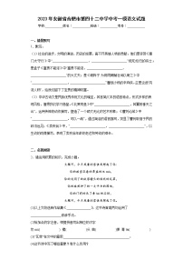 2023年安徽省合肥市第四十二中学中考一模语文试题（含答案）