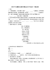 2023年安徽省合肥市蜀山区中考语文一模试卷(含答案解析)