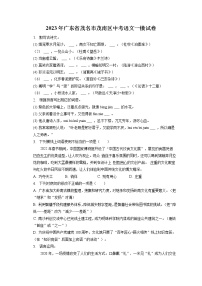 2023年广东省茂名市茂南区中考语文一模试卷(含答案解析)