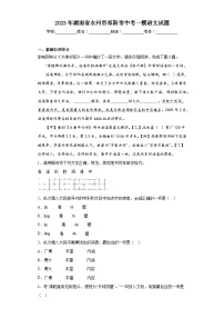 2023年湖南省永州市祁阳市中考一模语文试题（含答案）