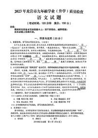 2023年福建省龙岩市九年级学业（升学）质量检查语文试卷